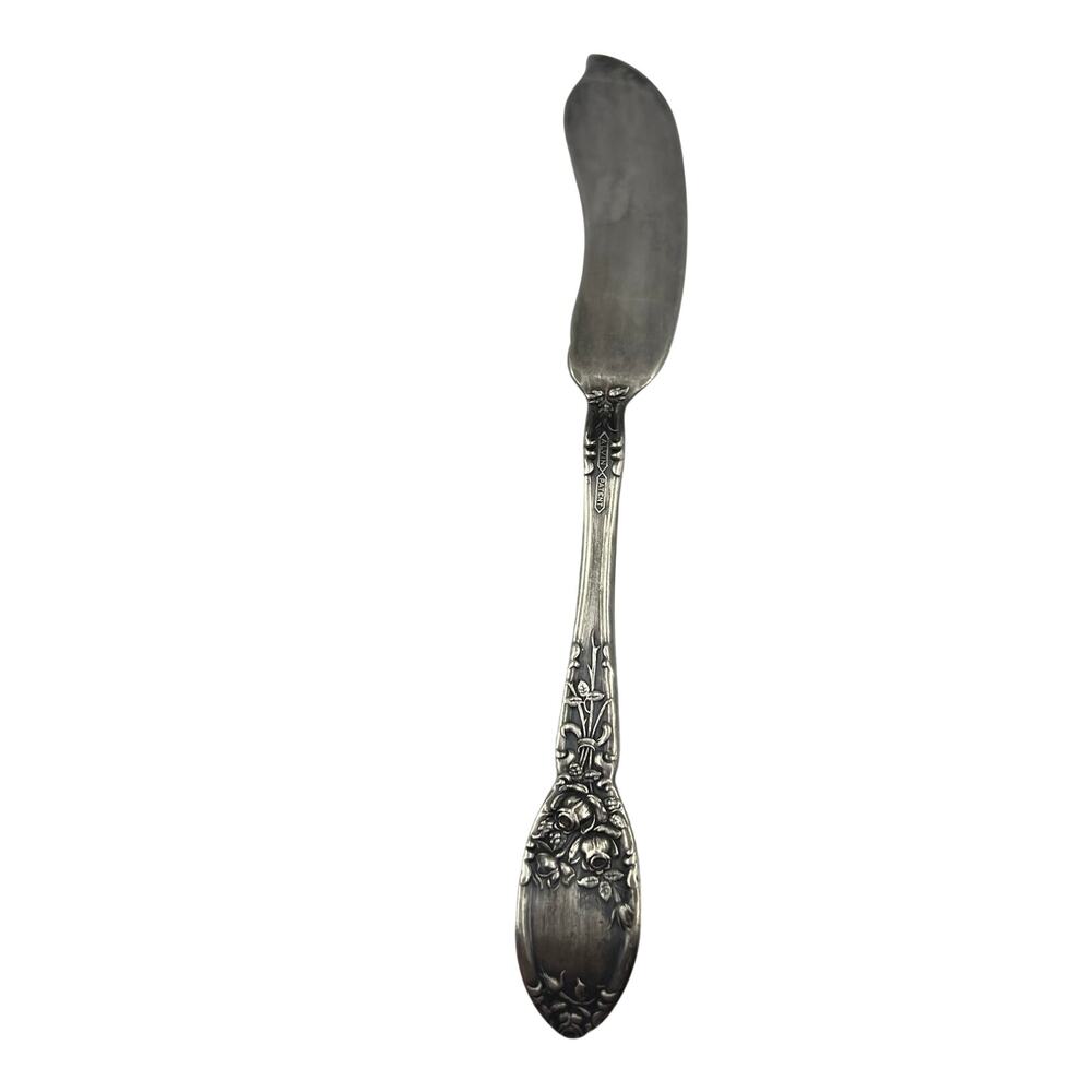 Vtg Alvin Patent Flatware Butter Knife in‎ Bridal Rose Decorative SilverPlate